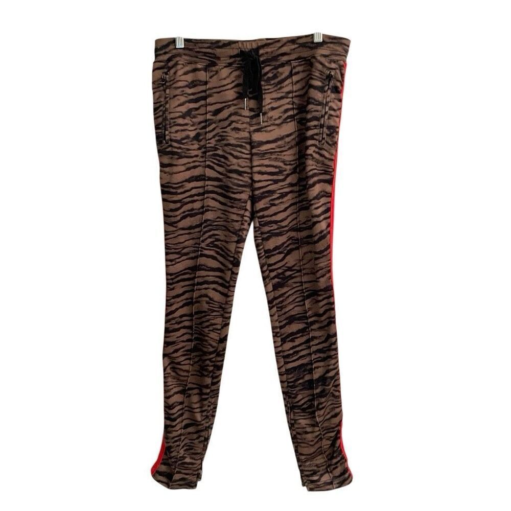 Pamβ& Gela Women's M H19 tiger cigarette track pant brownβ striped print joggers